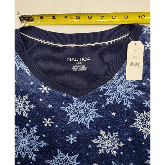 Nautica Women's Blue w Snowflakes Fleece 2 Piece Pajama Set. New. Size L - Picture 7 of 16